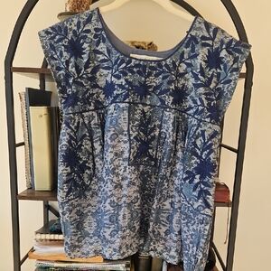 Navy Floral Women's Blouse